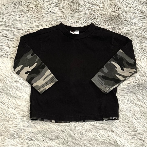 Kid Connection Black with Grey Camo Long Sleeve Shirt : 24 Months. - Picture 1 of 2